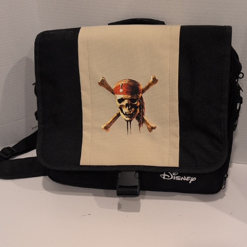 Disney Pirates Of The Caribbean Black and Tan Skull Laptop Bag